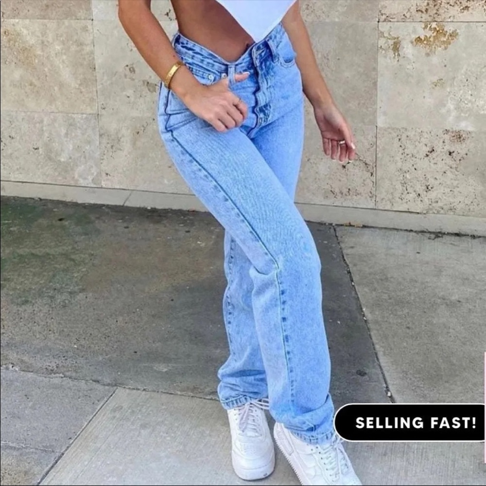 Straight Leg Denim Jeans